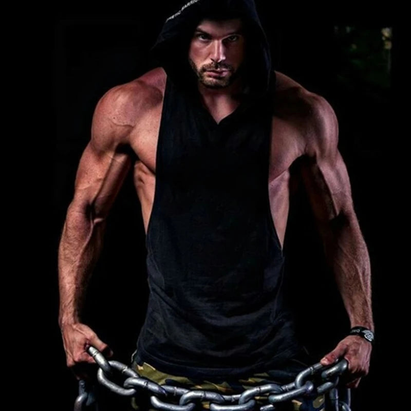 Koszulka Treningowa z Kapturem Skull - Męska Kamizelka Fitness | Bodybuilding