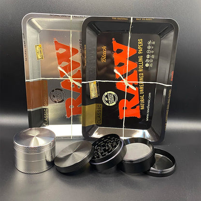 Grinder ze Stopu Cynku 40/50mm z Metalową Tacką Rolling Tray - Zestaw