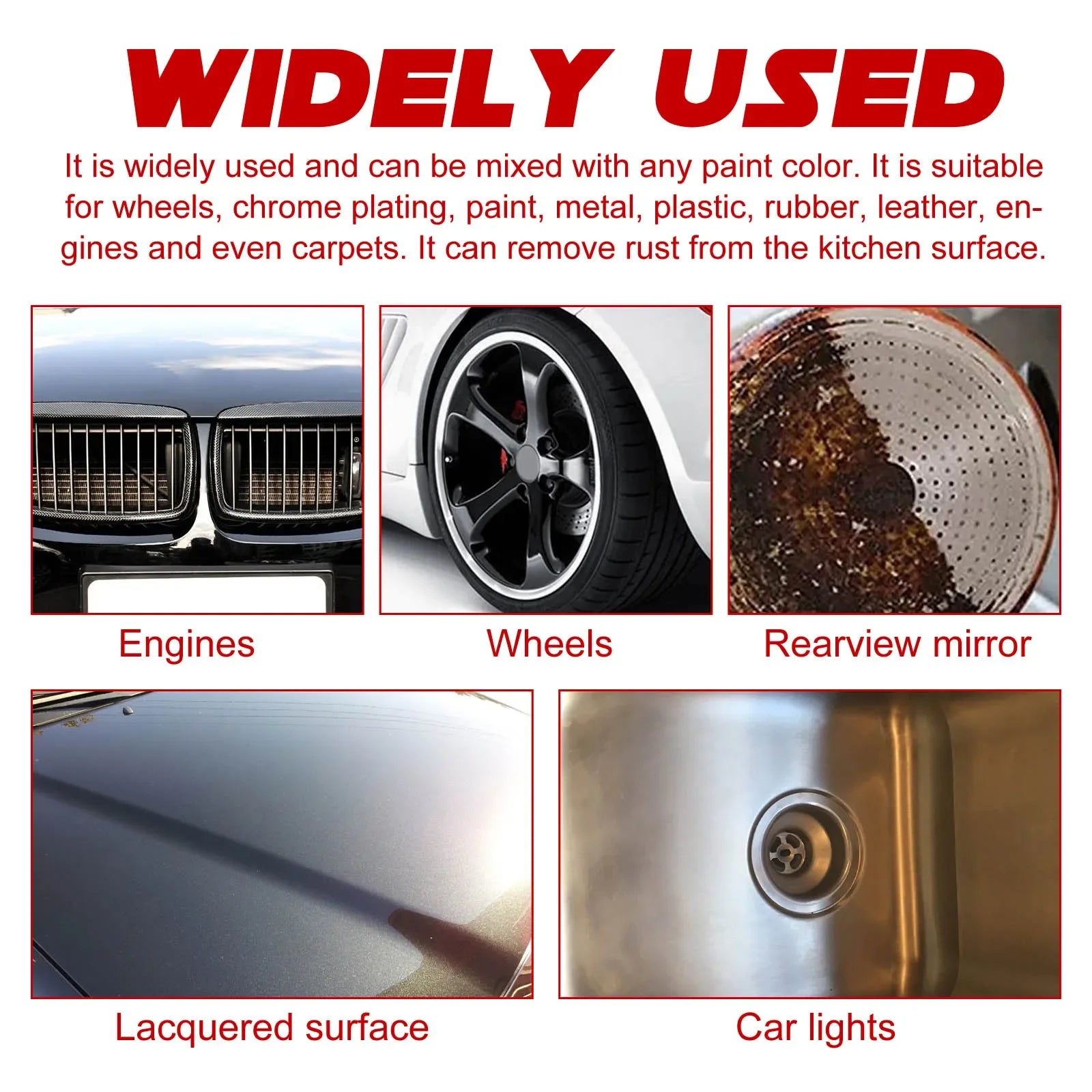 Uniwersalny środek czyszczący do samochodów, stosowany do czyszczenia silników, kół, lusterek wstecznych, powierzchni lakierowanych, zlewów