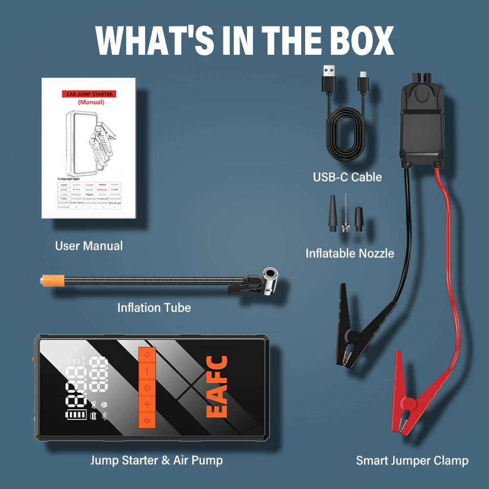 Rozrusznik Samochodowy 4w1 12V - Jump Starter + Kompresor + Powerbank