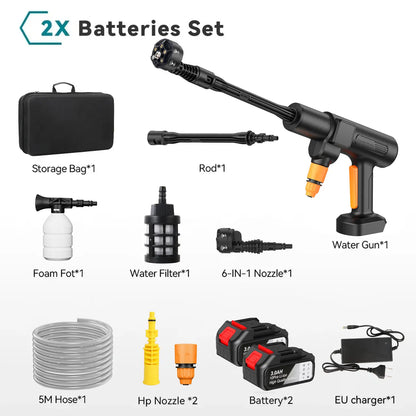Myjka Ciśnieniowa Bezszczotkowa 50Bar - Akumulatorowa do Mycia Samochodu 18-21V