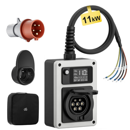 Wallbox Mobilny 11kW/22kW CEE Type 2 - Ładowarka EV 16A/32A 3-Fazy RFID WiFi