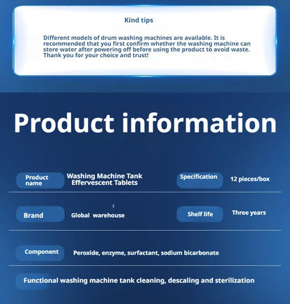 Washing Machine Cleaner Effervescent Tablets Deep Cleaning Washer Stains Detergent Laundry Tub Safe Deodorizer Household Tools