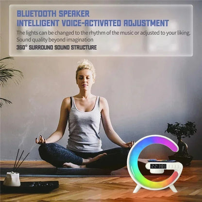 Ładowarka Bezprzewodowa Wielofunkcyjna RGB - Budzik Głośnik iPhone Samsung Xiaomi