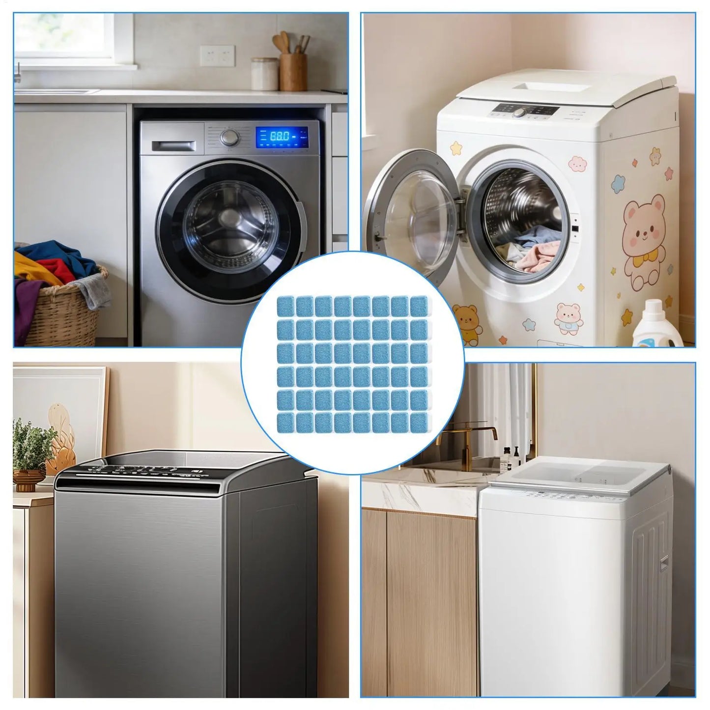 Washing Machine Cleaner 48 Pieces Safe Odor Remover Washing Machine Descaler For Odor Grime Scale Buildup Home Bathroom Laundry