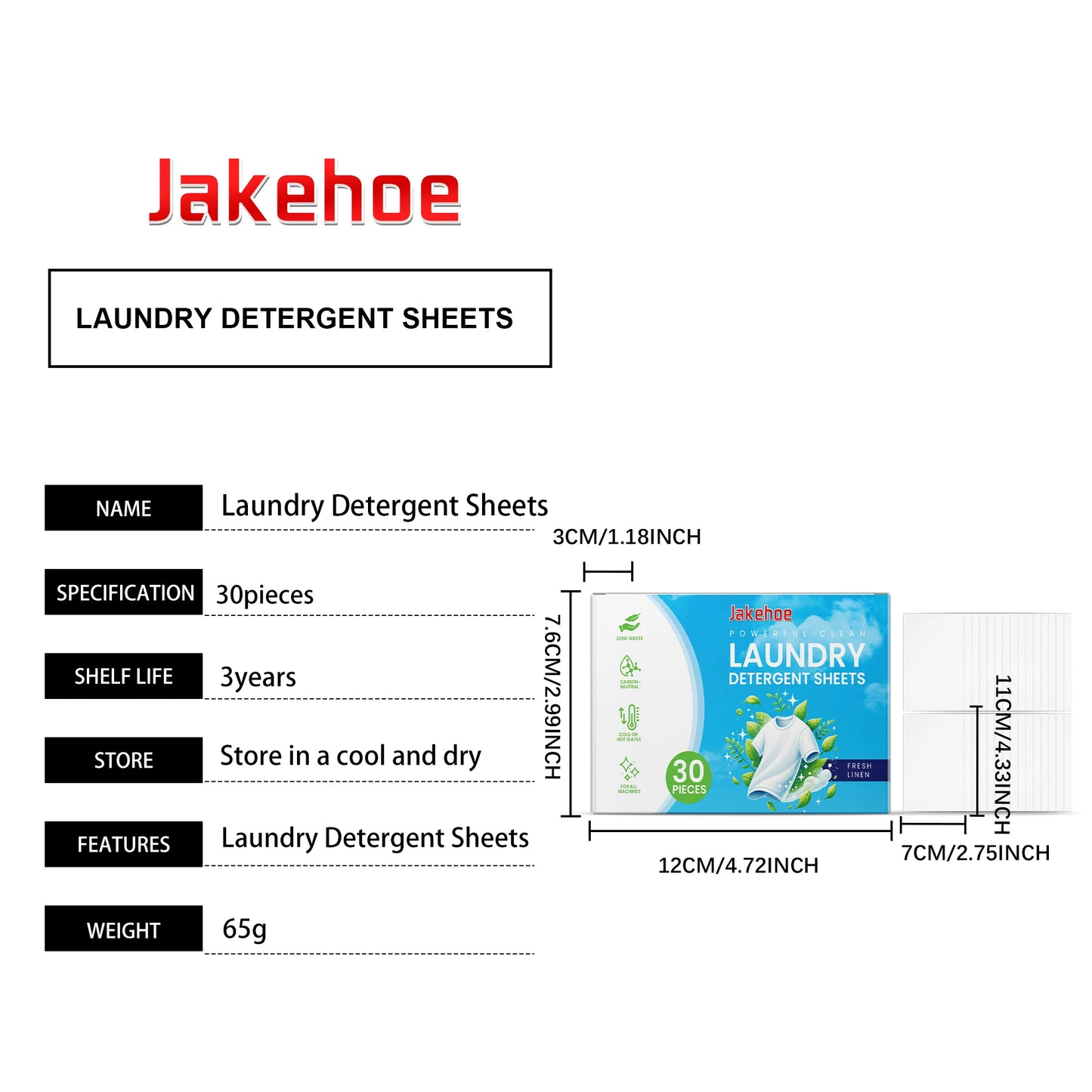 30PCS Laundry Detergent Sheets - Remove Stubborn Stains & Odors - Dissolve Completely - Safe for All Fabrics Including Delicates