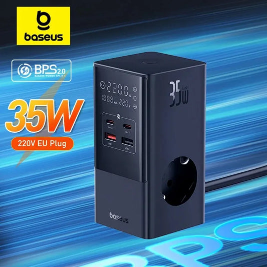 Baseus 35W Fast Charger 7w1 Power Strip - Stacja Ładująca Surge Protector iPhone