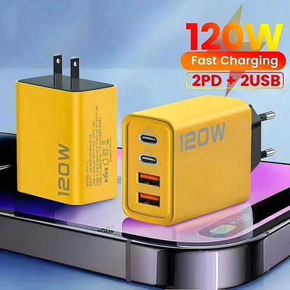 Ładowarka 120W 4 Porty Type-C PD - Szybka iPhone Xiaomi Huawei QC3.0