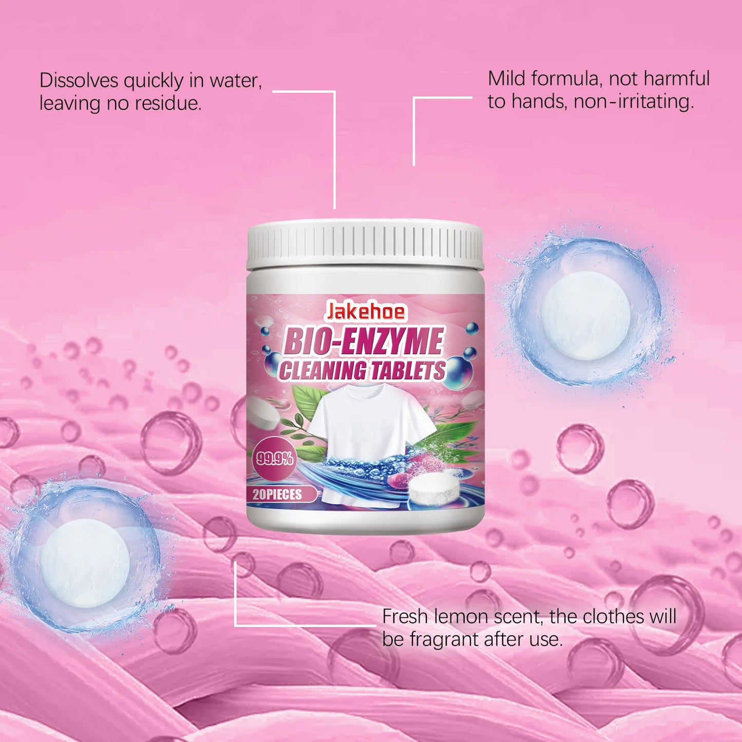 Jakehoe Clothing Stain Remover Effervescent Tablets for Household Clothing Stain Remover, Fragrance Retention, and Cleaning