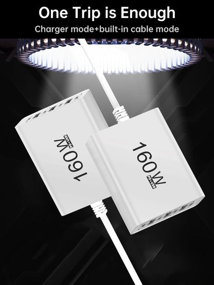 Ładowarka Sieciowa 160W USB-C - Szybkie Ładowanie 7 Portów