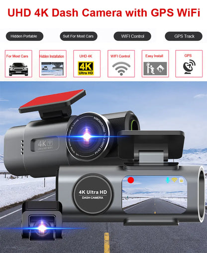 Kamera Samochodowa Dash Cam 4K UHD - DVR Night Vision WiFi GPS Parking 24H