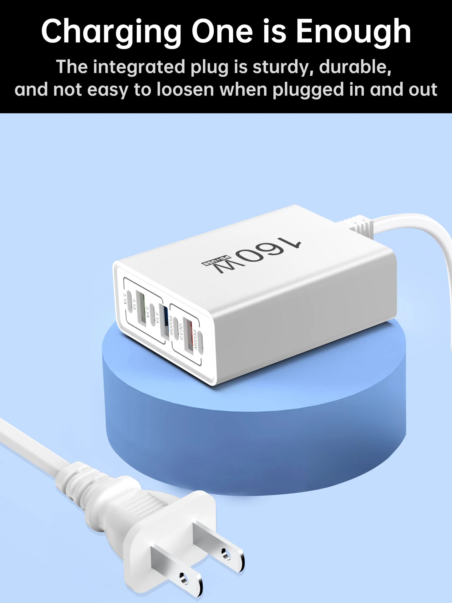 Ładowarka Sieciowa 160W USB-C - Szybkie Ładowanie 7 Portów