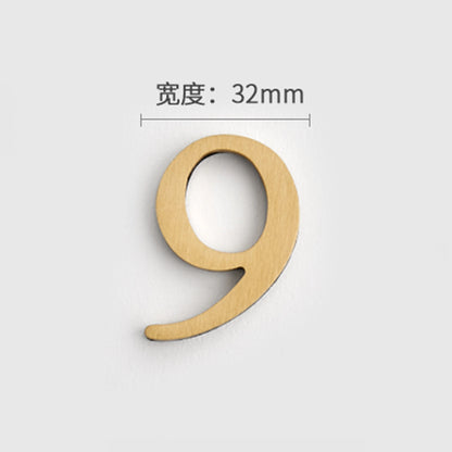 Mosiężne Numery Domowe i Litery - Samoprzylepne Znaki Ścienne 0-9 A-Z Złote