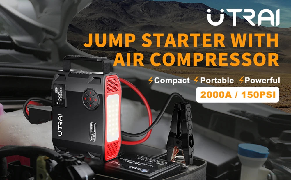 Rozrusznik UTRAI 2000A 4w1 - Jump Starter + Kompresor 150PSI + Powerbank