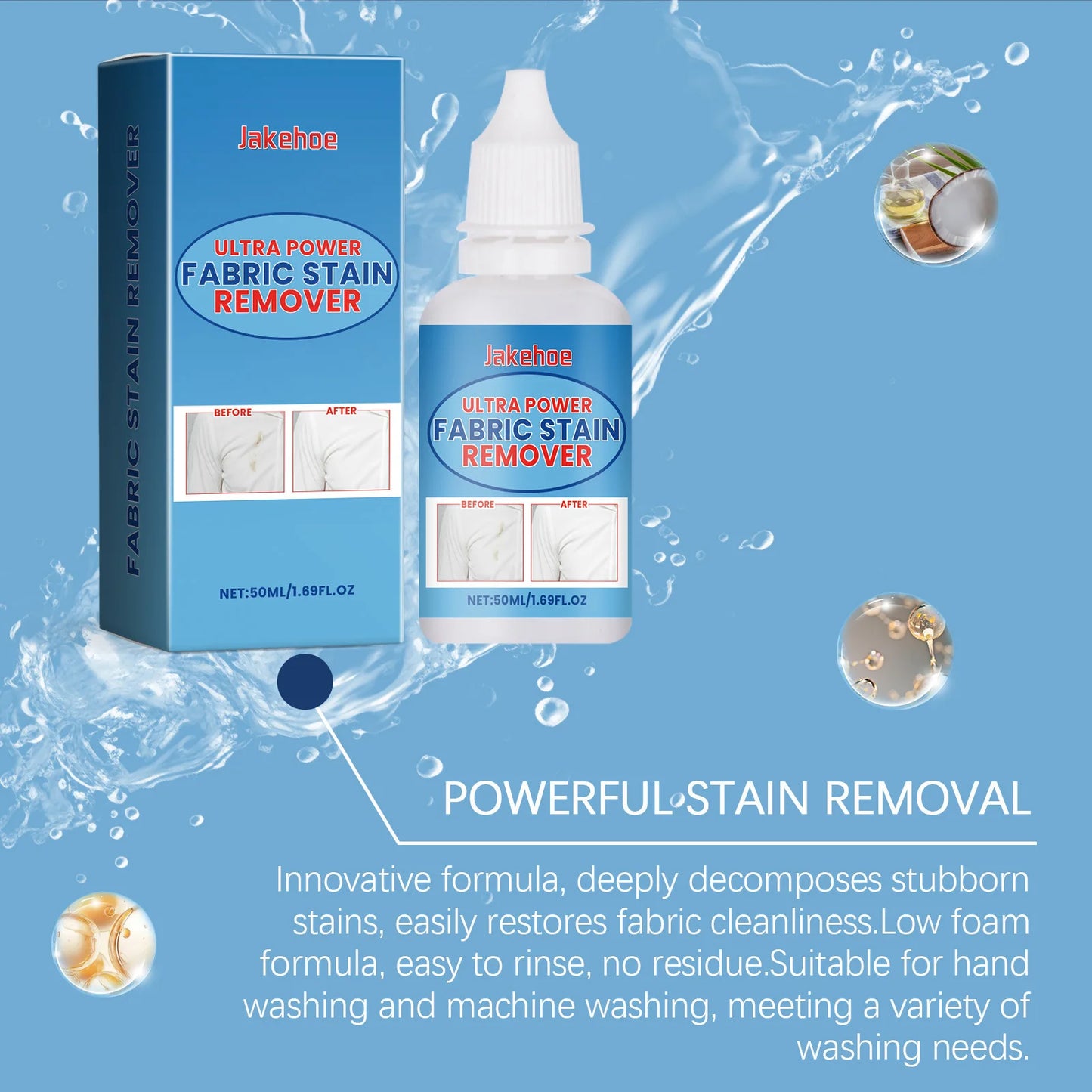 Fabric Stain Remover Clothes Rusts Coffee Stain Remover All in 1 Powerful Cloth Wash Soap Concentrated Fresher Laundry Detergent