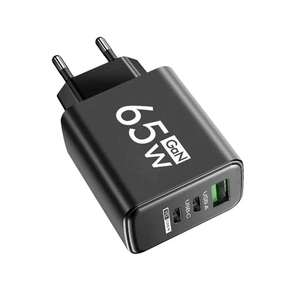 Ładowarka 65W GaN USB Type-C PD QC3.0 - Szybka z Kablem iPhone Samsung Xiaomi