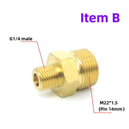 Adapter Drision M22 Male 1/4 Inch - Brass Water Jet Connector Fitting Washer High Pressure