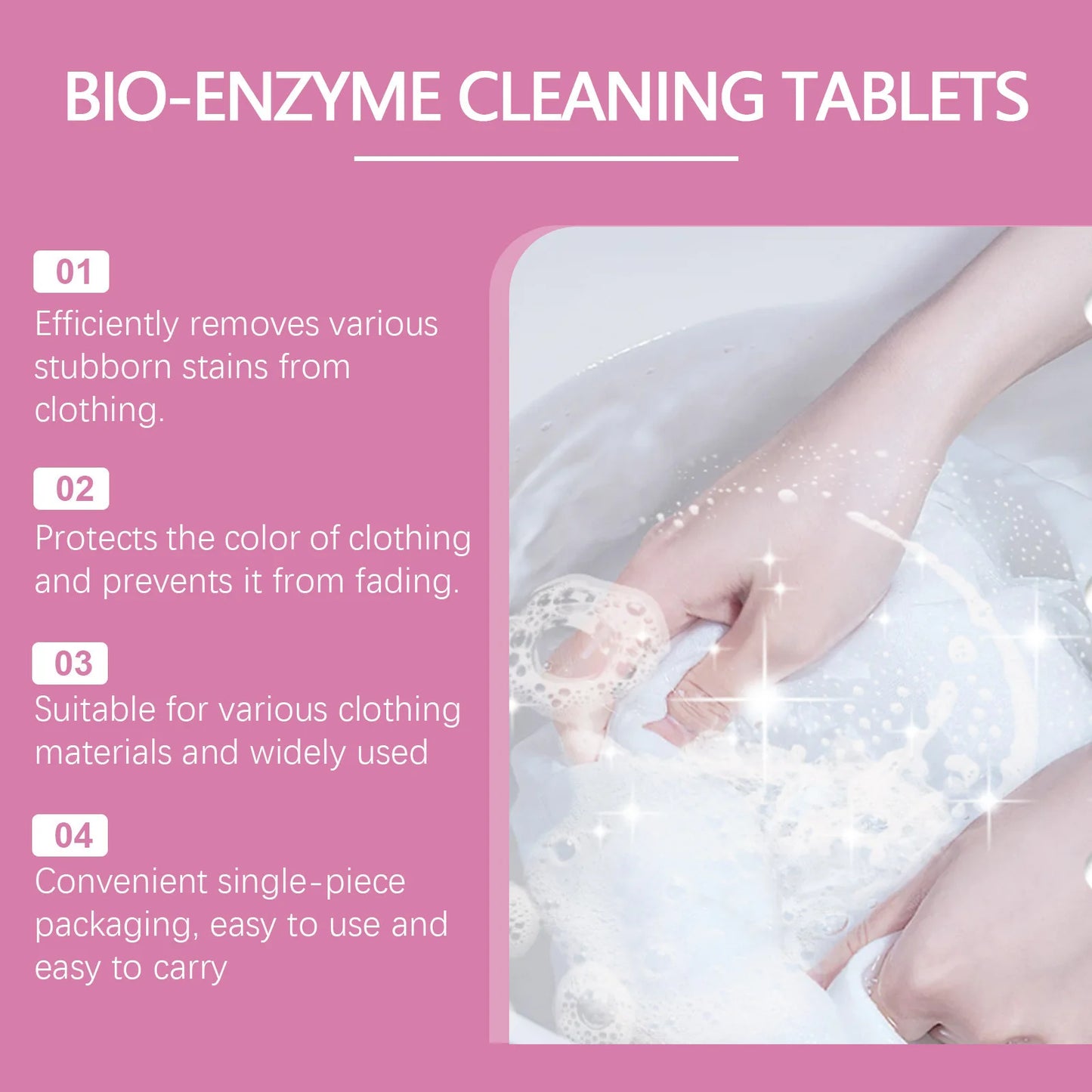 Bio-Enzyme Cleaning Tablets Clothing Oil Remover Clothes Sweat Stain Cleaner Laundry Whitener Fabric Clothes Effervescent Tablet