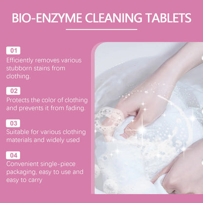 Bio-Enzyme Cleaning Tablets Clothing Oil Remover Clothes Sweat Stain Cleaner Laundry Whitener Fabric Clothes Effervescent Tablet