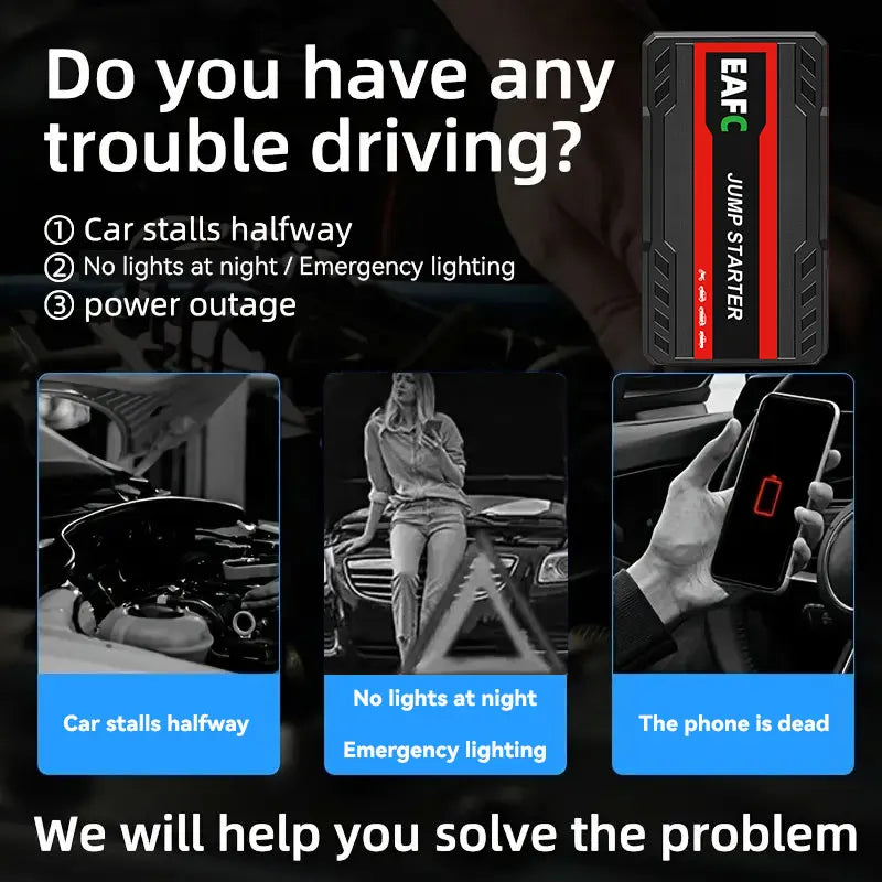 Rozrusznik Samochodowy 600A - Przenośny Booster Benzyna Diesel 12V