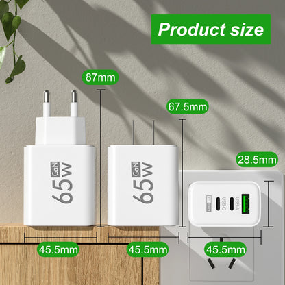 Ładowarka 65W GaN USB Type-C PD QC3.0 - Szybka iPhone 14 13 Samsung Xiaomi