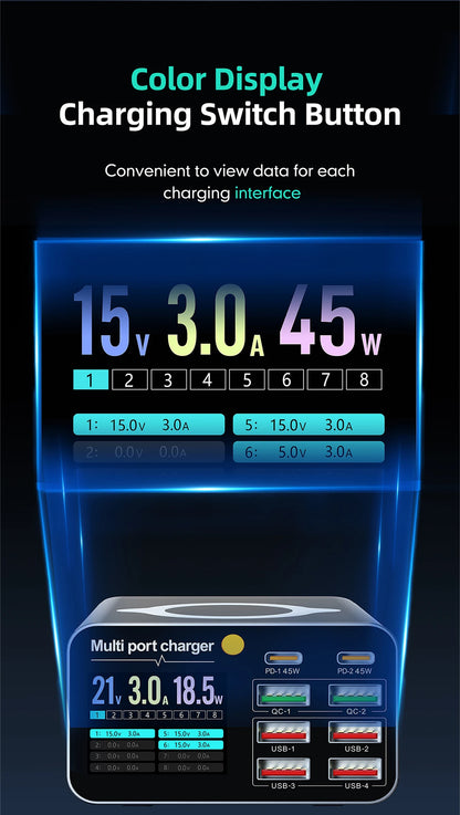 Ładowarka 80W/120W 8 Portów USB Type-C Wireless PD QC3.0 - Stacja Ładująca
