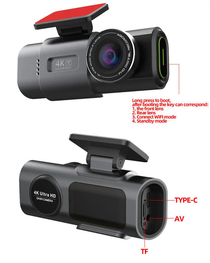 Kamera Samochodowa Dash Cam 4K UHD - DVR Night Vision WiFi GPS Parking 24H