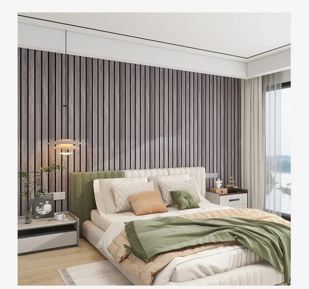 Tapeta Samoprzylepna Imitacja Kratki Drewno - Gruba Pianka PVC do Sypialni