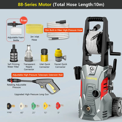 YOHON High Pressure Speed Wash Machine 1600W Induction Motor Multi - Water Source Car Cleaning Powerful Washer 3–7 Days Delivery