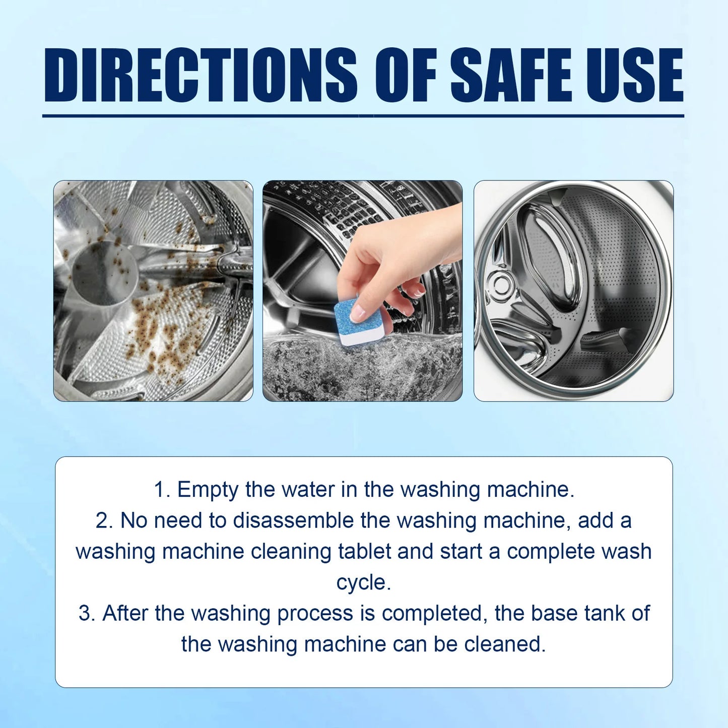 Washing Machine Cleaner Tablets - Removes Odor & Buildup in Front/Top Load Washers, Deep Cleans Drum & Pipes, Fresh Scent