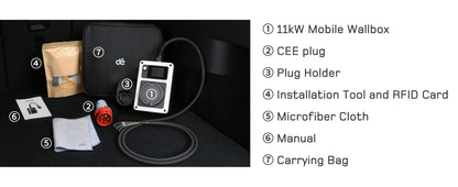 Wallbox Mobilny 11kW/22kW CEE Type 2 - Ładowarka EV 16A/32A 3-Fazy RFID WiFi