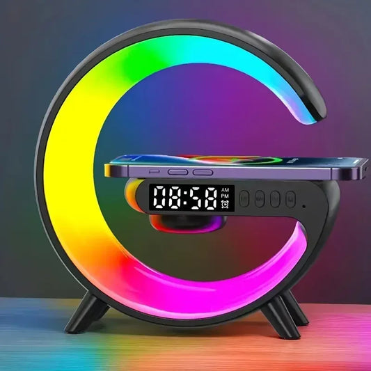 Ładowarka Bezprzewodowa Wielofunkcyjna RGB - Budzik Głośnik iPhone Samsung Xiaomi