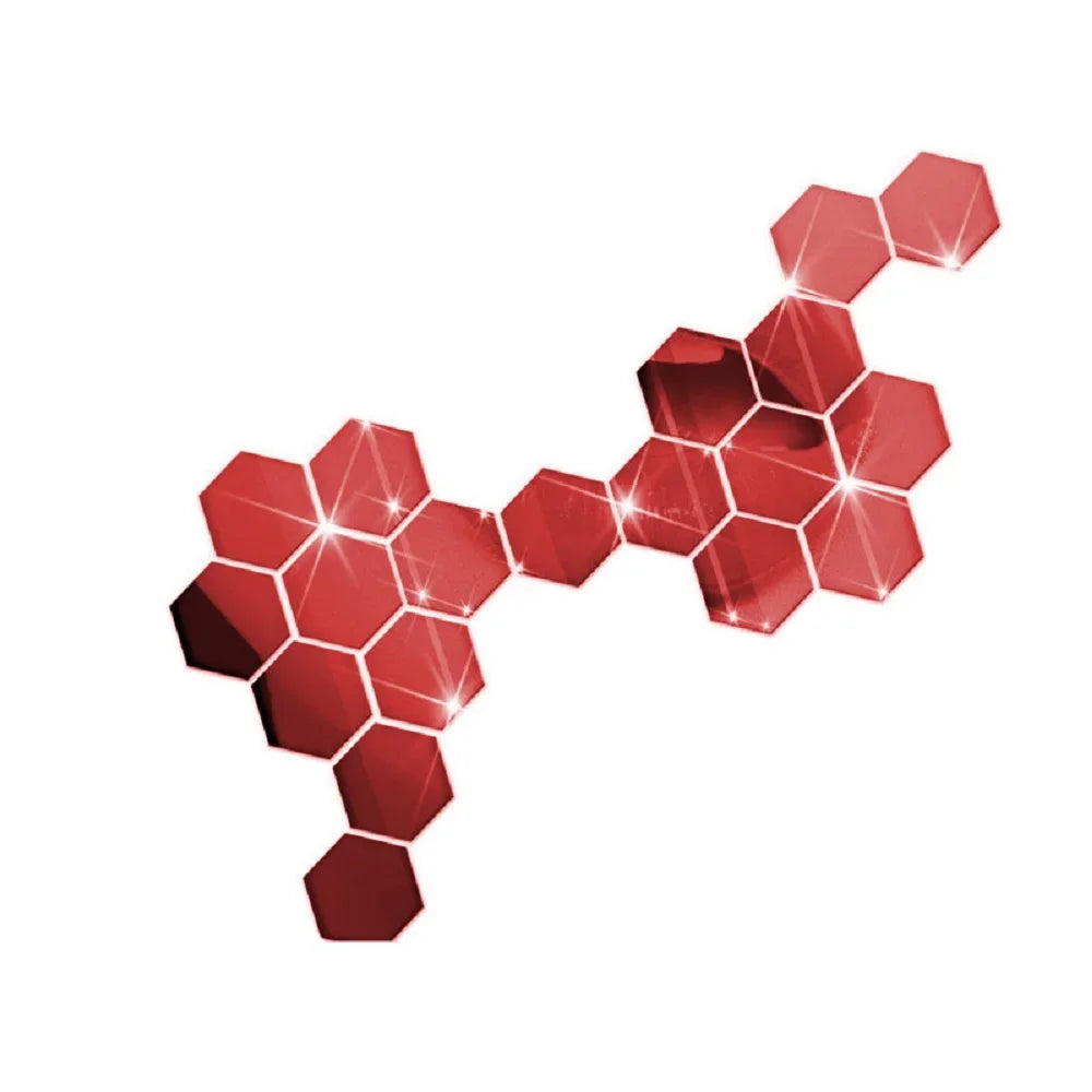 Naklejki Lustrzane Heksagon 6/12szt 3D - Akrylowe Samoprzylepne Dekoracje Ścienne