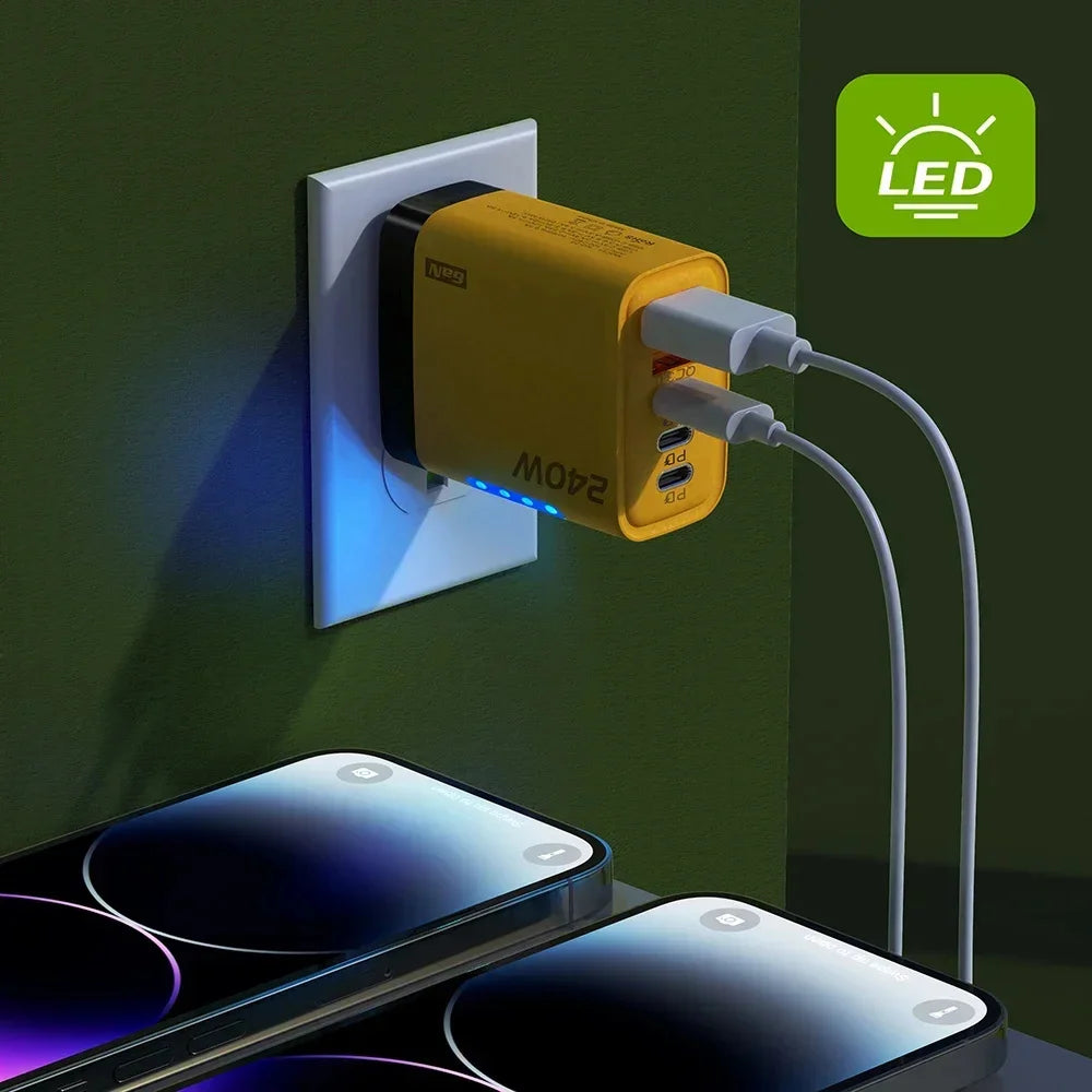 Ładowarka 240W 5 Portów USB Type C - LED QC3.0 PD Fast Charger EU/US dla iPhone Samsung