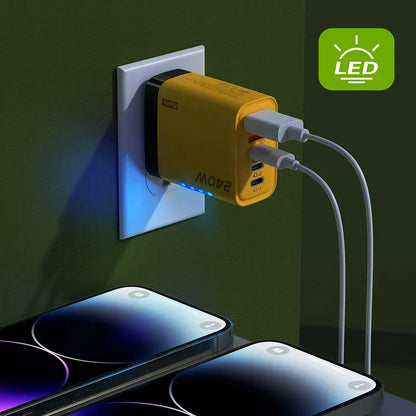 Ładowarka 240W 5 Portów USB Type C - LED QC3.0 PD Fast Charger EU/US dla iPhone Samsung