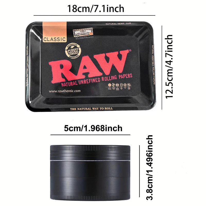 Grinder ze Stopu Cynku 40/50mm z Metalową Tacką Rolling Tray - Zestaw