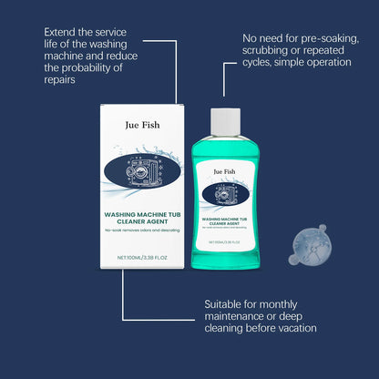 JUE FISH 100ML Washing Machine Tub Cleaner Agent Gentle on Body Clothes And Hands Eco-Friendly Cleaning Solution
