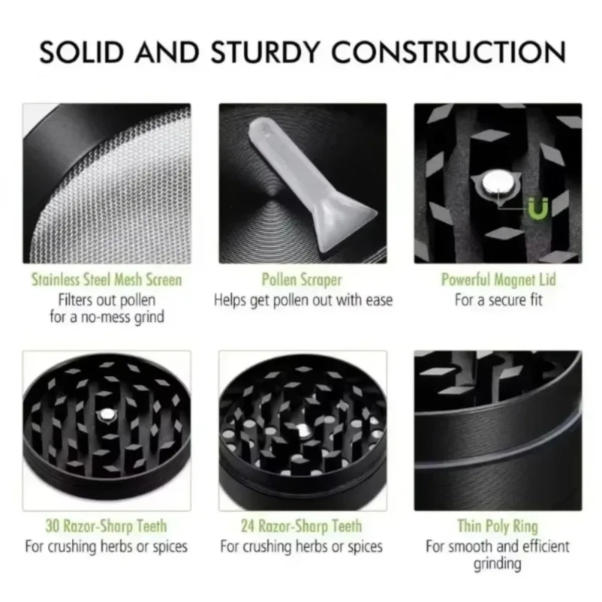 Metalowy Młynek do Ziół i Przypraw 4-Warstwowy - Ręczny Grinder 40/50mm ze Stopu Cynku