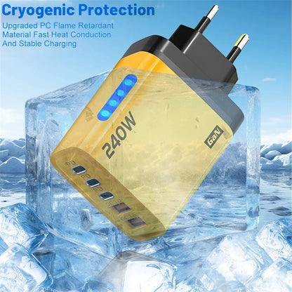 Ładowarka 240W 5 Portów USB Type C - LED QC3.0 PD Fast Charger EU/US dla iPhone Samsung