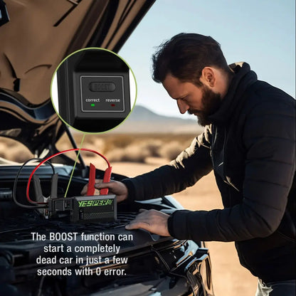 YESPER Rozrusznik Samochodowy 1200A - Mini Przenośny Booster do Uruchamiania Auta