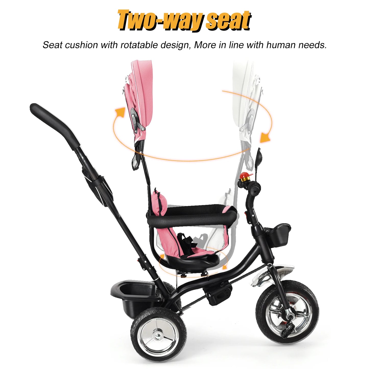 Rowerek Trójkołowy 9m-25kg z Drążkiem i Daszkiem UV