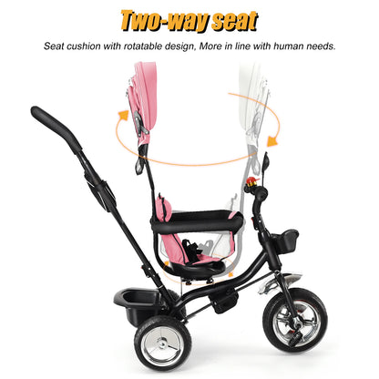 Rowerek Trójkołowy 9m-25kg z Drążkiem i Daszkiem UV