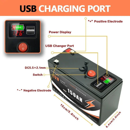 Bateria LiFePO4 12V 150Ah Litowa - 4000+ Cykli do Paneli Solarnych UPS Kajaków