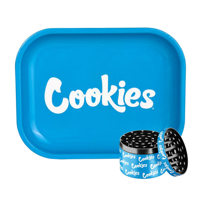 Metalowa Tacka Rolling Tray i Grinder 50mm - Niebieski Zestaw