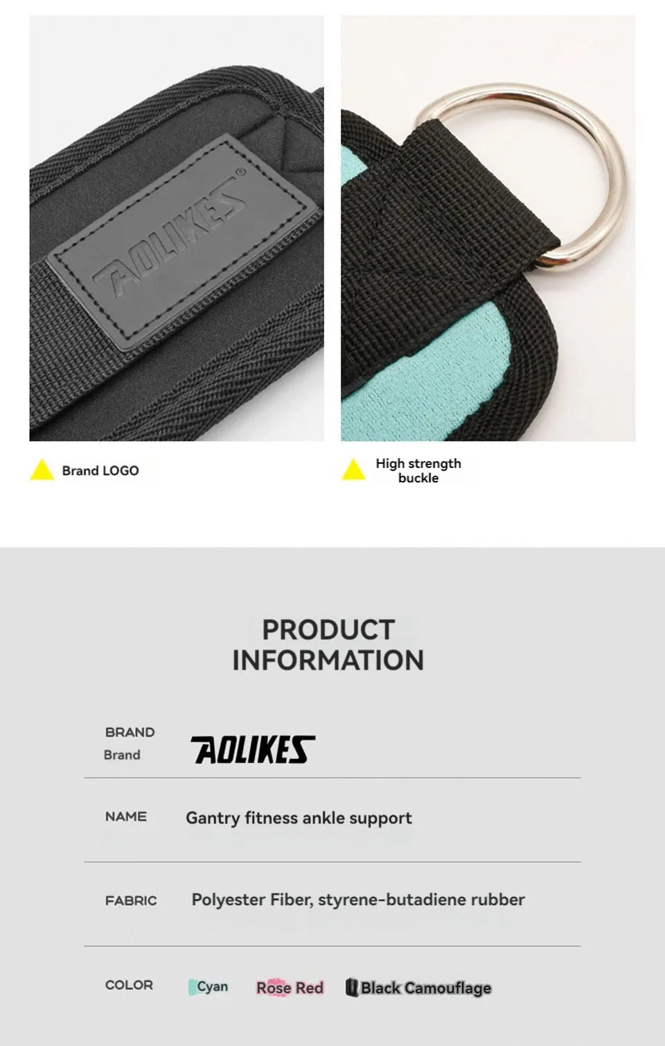 AOLIKES Cable Ankle Straps Double D-Ring Ankle Cuffs For Gym Workouts Glutes Legs Strength Training Brace Support Sport Safety