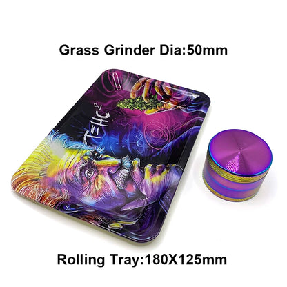 Grinder ze Stopu Cynku 40/50mm z Metalową Tacką Rolling Tray - Zestaw