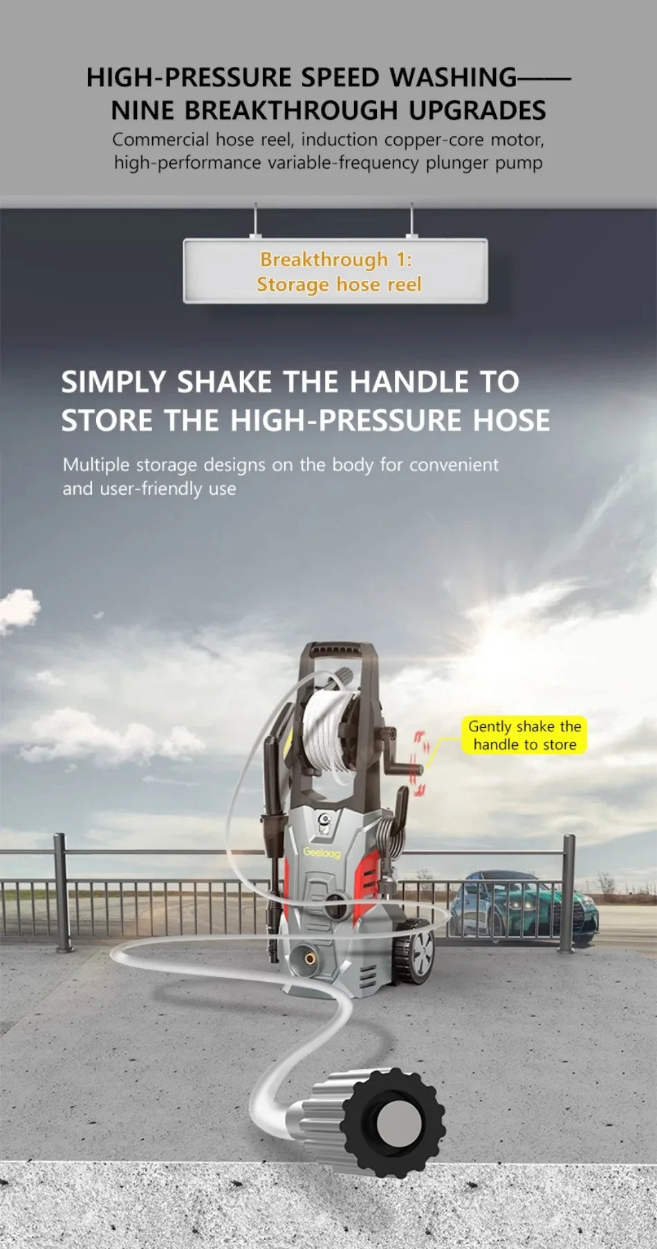 Myjka YOHON 1600W - High Pressure Speed Wash Machine Induction Motor Multi Water Source Car Cleaning