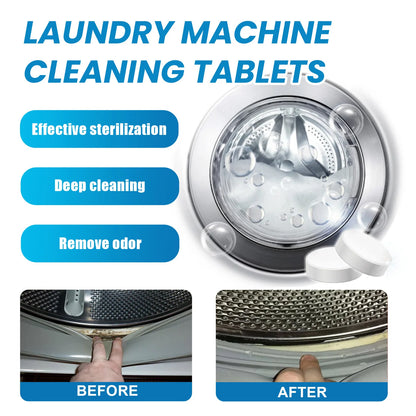 5g Washing Machine Cleaner Tablets, Effervescent Deep Cleaning & Deodorizing for Front/Top Load Washers, Removes Dirt & Odors