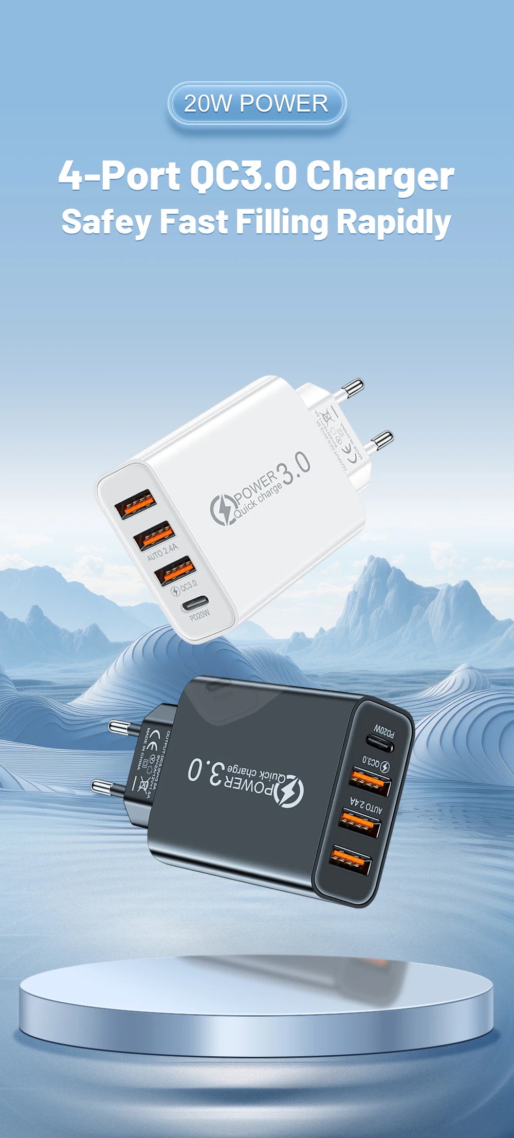 Ładowarka 20W Multi Port USB PD - Szybka Xiaomi iPhone 13 12 Samsung