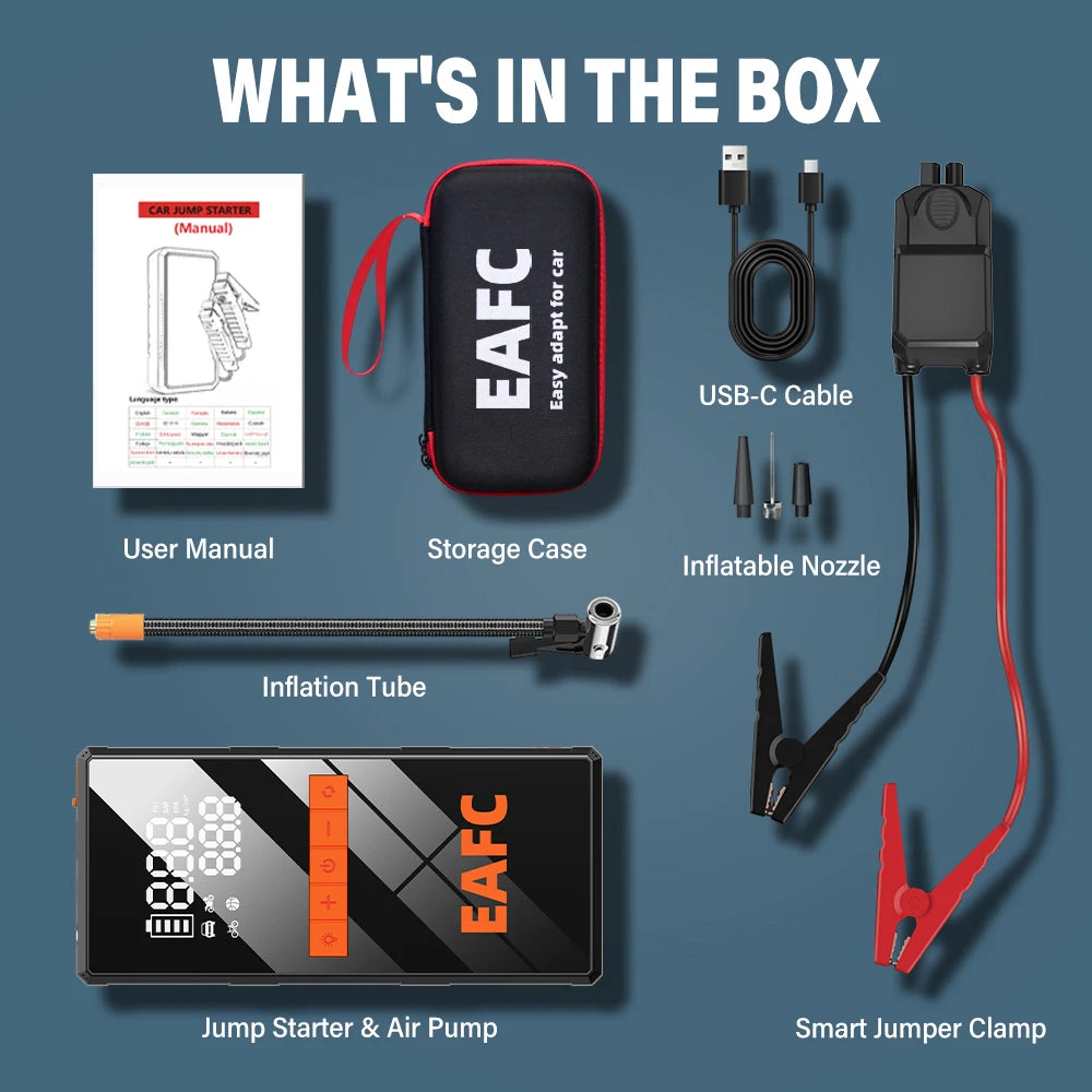 Rozrusznik Samochodowy 4w1 12V - Jump Starter + Kompresor + Powerbank